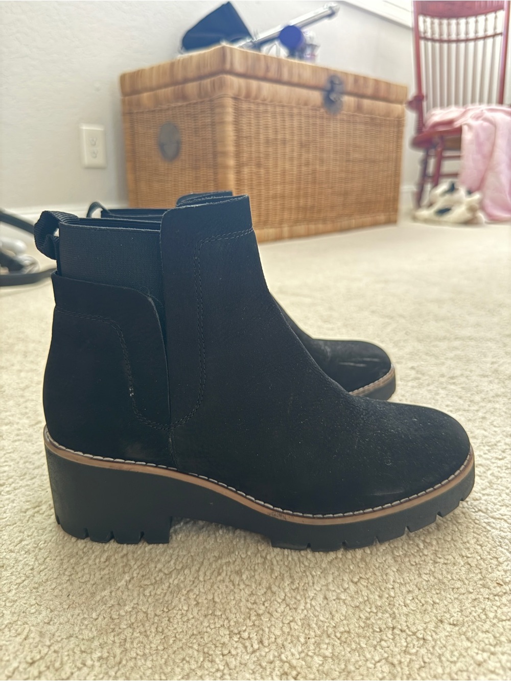 Blondo Black Suede Lug Sole Danika Booties